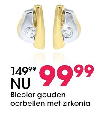 Aanbiedingen Bicolor gouden oorbellen met zirkonia - Huismerk - Lucardi - Geldig van 05/12/2016 tot 31/12/2016 bij Lucardi