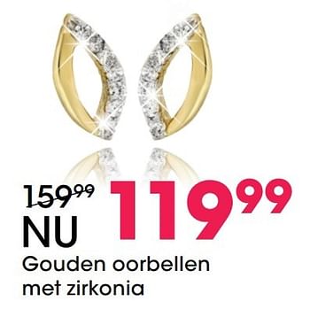 Aanbiedingen Gouden oorbellen met zirkonia - Huismerk - Lucardi - Geldig van 05/12/2016 tot 31/12/2016 bij Lucardi