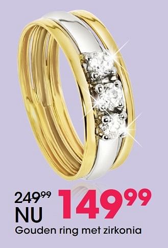 Aanbiedingen Gouden ring met zirkonia - Huismerk - Lucardi - Geldig van 05/12/2016 tot 31/12/2016 bij Lucardi