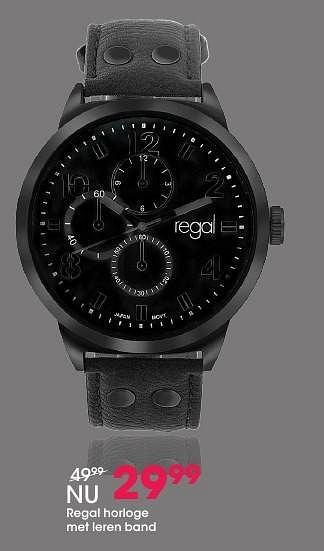 Aanbiedingen Regal horloge met leren band - Regal - Geldig van 05/12/2016 tot 31/12/2016 bij Lucardi