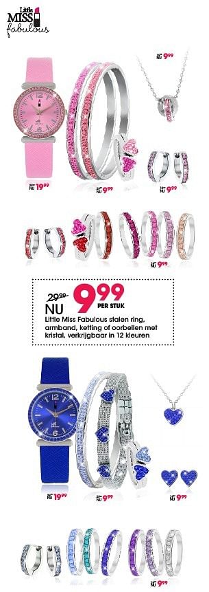 Aanbiedingen Little miss fabulous stalen ring, armband - Little Miss Lovely - Geldig van 05/12/2016 tot 31/12/2016 bij Lucardi