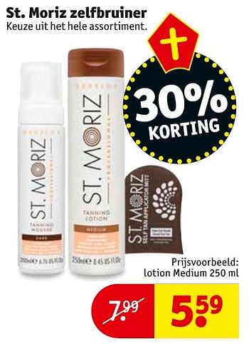 Aanbiedingen St. moriz zelfbruiner lotion medium - St. Moriz - Geldig van 29/11/2016 tot 04/12/2016 bij Kruidvat