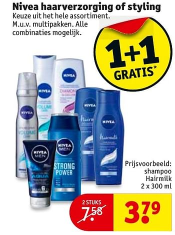Aanbiedingen Shampoo hairmilk - Nivea - Geldig van 29/11/2016 tot 04/12/2016 bij Kruidvat