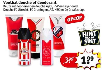 Aanbiedingen Voetbal douche of deodorant - Huismerk - Kruidvat - Geldig van 29/11/2016 tot 04/12/2016 bij Kruidvat