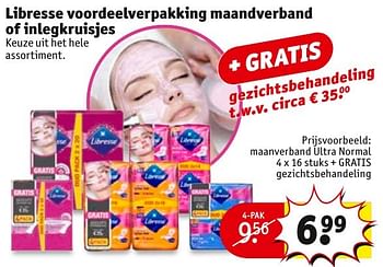 Aanbiedingen Maanverband ultra normal + gratis gezichtsbehandeling - Libresse - Geldig van 29/11/2016 tot 04/12/2016 bij Kruidvat