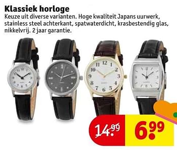 Aanbiedingen Klassiek horloge - Huismerk - Kruidvat - Geldig van 29/11/2016 tot 04/12/2016 bij Kruidvat