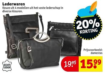 Aanbiedingen Lederwaren damestas - Huismerk - Kruidvat - Geldig van 29/11/2016 tot 04/12/2016 bij Kruidvat