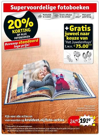 Aanbiedingen Fotoboek large hardcover 26 pagina`s, normaal papier - Huismerk - Kruidvat - Geldig van 29/11/2016 tot 04/12/2016 bij Kruidvat