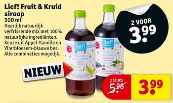 Aanbiedingen Lief! fruit + kruid siroop - Lief! - Geldig van 29/11/2016 tot 04/12/2016 bij Kruidvat