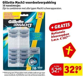 Aanbiedingen Gillette mach3 voordeelverpakking - Gillette - Geldig van 29/11/2016 tot 04/12/2016 bij Kruidvat