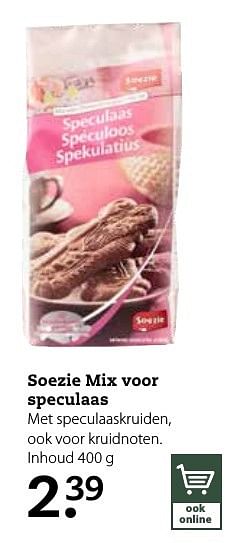 Aanbiedingen Soezie mix voor speculaas - Soezie - Geldig van 28/11/2016 tot 11/12/2016 bij Boerenbond