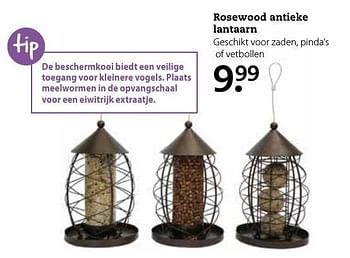 Aanbiedingen Rosewood antieke lantaarn geschikt voor zaden, pinda`s of vetbollen - Huismerk- Boerenbond - Geldig van 28/11/2016 tot 11/12/2016 bij Boerenbond