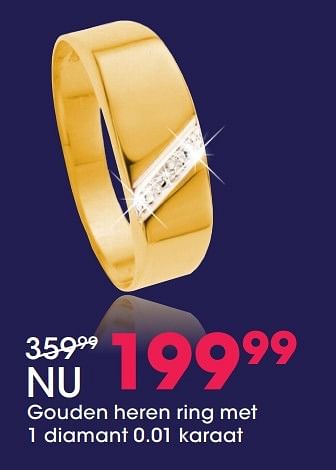 Aanbiedingen Gouden heren ring met 1 diamant 0.01 karaat - Huismerk - Lucardi - Geldig van 05/12/2016 tot 31/12/2016 bij Lucardi