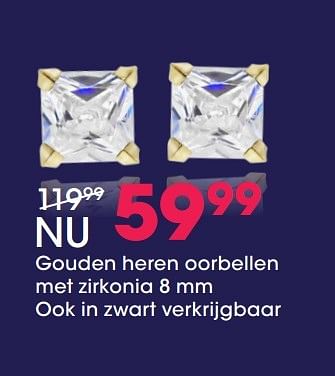 Aanbiedingen Gouden heren oorbellen met zirkonia - Huismerk - Lucardi - Geldig van 05/12/2016 tot 31/12/2016 bij Lucardi