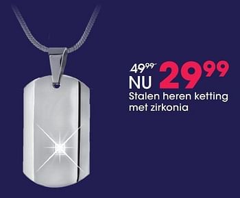 Aanbiedingen Stalen heren ketting met zirkonia - Huismerk - Lucardi - Geldig van 05/12/2016 tot 31/12/2016 bij Lucardi