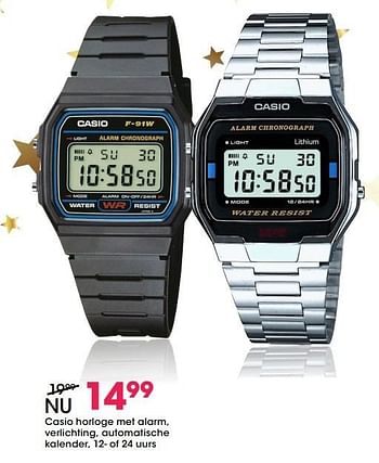 Aanbiedingen Casio horloge met alarm, verlichting, automatische kalender - Casio - Geldig van 05/12/2016 tot 31/12/2016 bij Lucardi