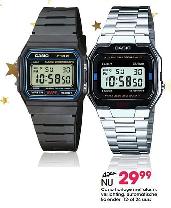 Aanbiedingen Casio horloge met alarm, verlichting, automatische kalender - Casio - Geldig van 05/12/2016 tot 31/12/2016 bij Lucardi