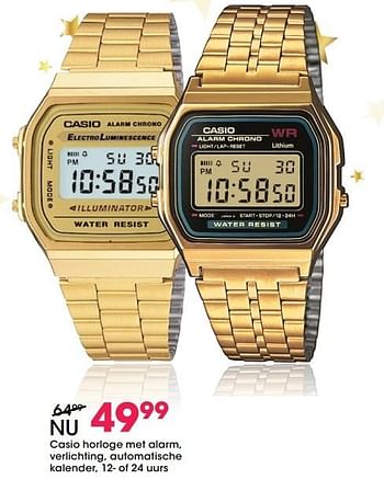 Aanbiedingen Casio horloge met alarm, verlichting, automatische kalender - Casio - Geldig van 05/12/2016 tot 31/12/2016 bij Lucardi