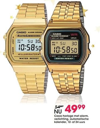 Aanbiedingen Casio horloge met alarm, verlichting, automatische kalender - Casio - Geldig van 05/12/2016 tot 31/12/2016 bij Lucardi