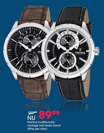 Aanbiedingen Festina multifunctie horloge met leren band - Festina - Geldig van 05/12/2016 tot 31/12/2016 bij Lucardi