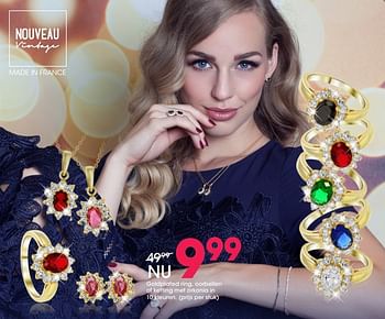 Aanbiedingen Goldplated ring, oorbellen of ketting met zirkonia in 10 kleuren - Huismerk - Lucardi - Geldig van 05/12/2016 tot 31/12/2016 bij Lucardi