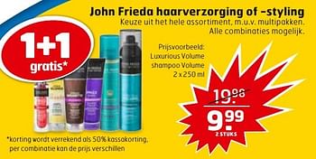 Aanbiedingen John frieda haarverzorging of -styling luxurious volume shampoo volume - John Frieda - Geldig van 29/11/2016 tot 04/12/2016 bij Trekpleister