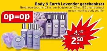 Aanbiedingen Body + earth lavender geschenkset - Body &amp; Earth - Geldig van 29/11/2016 tot 04/12/2016 bij Trekpleister
