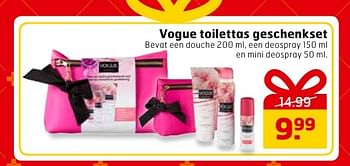 Aanbiedingen Vogue toilettas geschenkset - Vogue - Geldig van 29/11/2016 tot 04/12/2016 bij Trekpleister