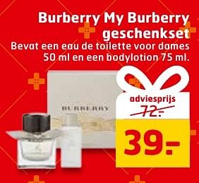Aanbiedingen Burberry my burberry geschenkset - Burberry - Geldig van 29/11/2016 tot 04/12/2016 bij Trekpleister