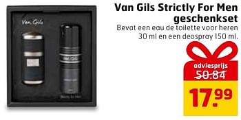 Aanbiedingen Van gils strictly for men geschenkset - Van Gils - Geldig van 29/11/2016 tot 04/12/2016 bij Trekpleister