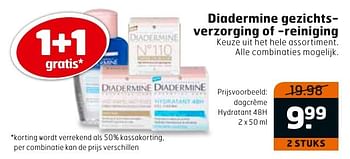 Aanbiedingen Diadermine gezichtsverzorging of -reiniging dagcrème hydratant 48h - Diadermine - Geldig van 29/11/2016 tot 04/12/2016 bij Trekpleister
