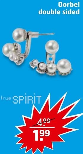 Aanbiedingen Oorbel double sided - True Spirit - Geldig van 29/11/2016 tot 04/12/2016 bij Trekpleister