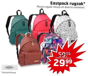 Aanbiedingen Eastpack rugzak - Eastpack - Geldig van 29/11/2016 tot 04/12/2016 bij Trekpleister