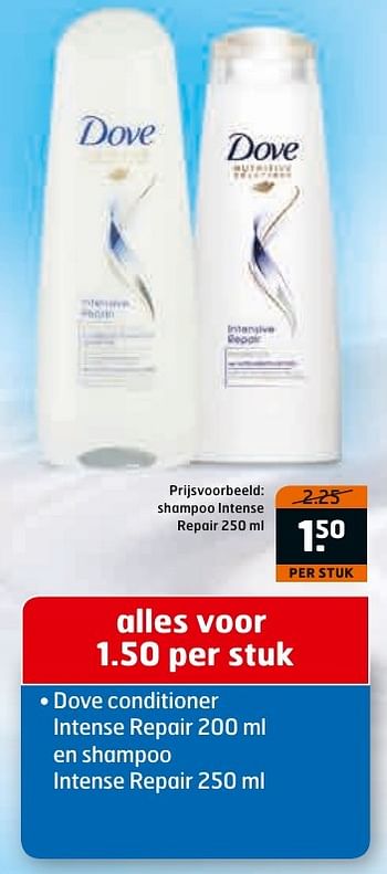 Aanbiedingen Dove shampoo intense repair - Dove - Geldig van 29/11/2016 tot 04/12/2016 bij Trekpleister