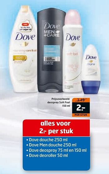 Aanbiedingen Dove deospray soft feel - Dove - Geldig van 29/11/2016 tot 04/12/2016 bij Trekpleister