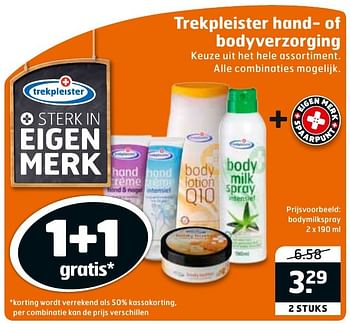 Aanbiedingen Bodymilkspray - Huismerk - Trekpleister - Geldig van 29/11/2016 tot 04/12/2016 bij Trekpleister