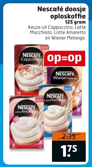 Aanbiedingen Nescafé doosje oploskoffie - Nescafe - Geldig van 29/11/2016 tot 04/12/2016 bij Trekpleister
