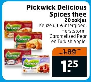 Aanbiedingen Pickwick delicious spices thee - Pickwick - Geldig van 29/11/2016 tot 04/12/2016 bij Trekpleister