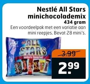 Aanbiedingen Nestlé all stars minichocolademix - Nestlé - Geldig van 29/11/2016 tot 04/12/2016 bij Trekpleister