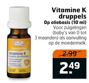 Aanbiedingen Vitamine k druppels - Huismerk - Trekpleister - Geldig van 29/11/2016 tot 04/12/2016 bij Trekpleister