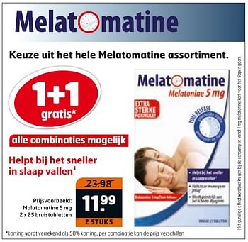 Aanbiedingen Malatomatine 5 mg - Melatomatine - Geldig van 29/11/2016 tot 04/12/2016 bij Trekpleister