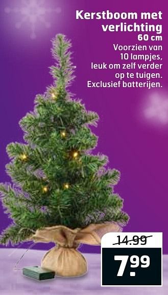 Aanbiedingen Kerstboom met verlichting - Huismerk - Trekpleister - Geldig van 29/11/2016 tot 04/12/2016 bij Trekpleister