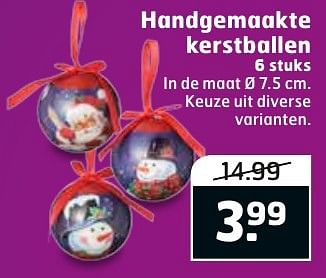 Aanbiedingen Handgemaakte kerstballen - Huismerk - Trekpleister - Geldig van 29/11/2016 tot 04/12/2016 bij Trekpleister