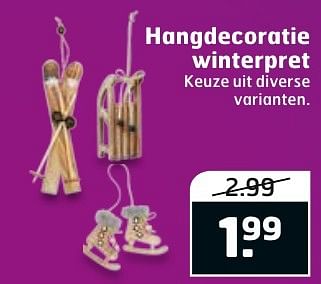 Aanbiedingen Hangdecoratie winterpret - Huismerk - Trekpleister - Geldig van 29/11/2016 tot 04/12/2016 bij Trekpleister