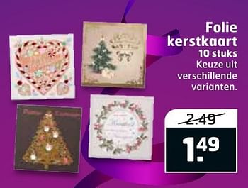 Aanbiedingen Folie kerstkaart - Huismerk - Trekpleister - Geldig van 29/11/2016 tot 04/12/2016 bij Trekpleister