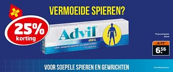 Aanbiedingen Vermoeide spieren - Advil - Geldig van 29/11/2016 tot 04/12/2016 bij Trekpleister