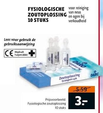 Aanbiedingen Fysiologische zoutoplossing - Daro - Geldig van 29/11/2016 tot 04/12/2016 bij Trekpleister