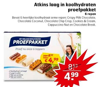 Aanbiedingen Atkins laag in koolhydraten proefpakket - Atkins - Geldig van 29/11/2016 tot 04/12/2016 bij Trekpleister