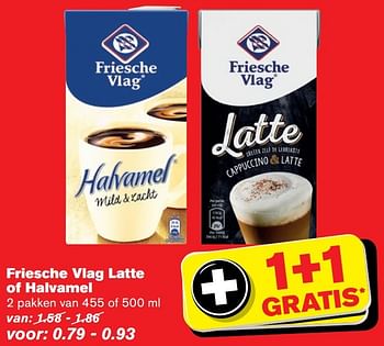 Aanbiedingen Friesche vlag latte of halvamel - Friesche Vlag - Geldig van 30/11/2016 tot 06/12/2016 bij Hoogvliet