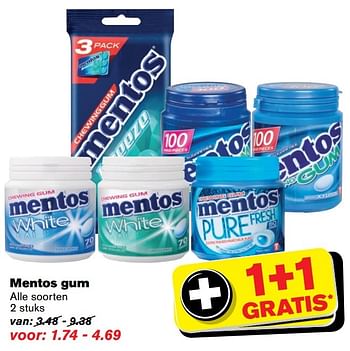Aanbiedingen Mentos gum - GUM - Geldig van 30/11/2016 tot 06/12/2016 bij Hoogvliet